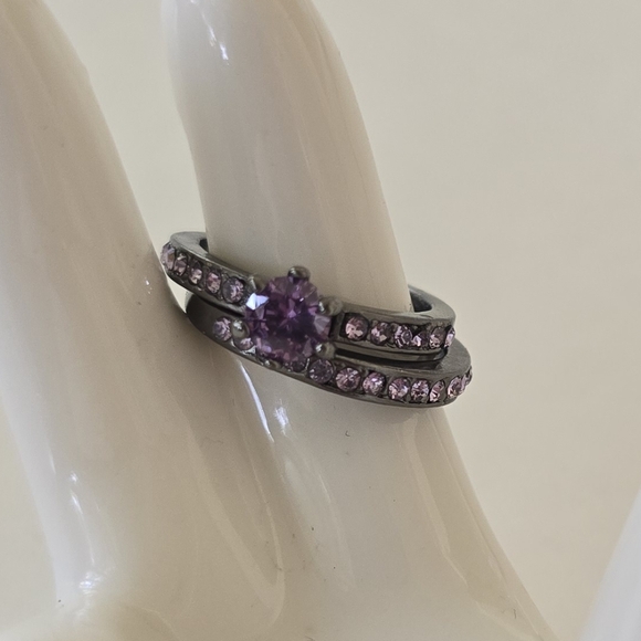 🖤 Black & Violet Ring Stack Set - Picture 4 of 10